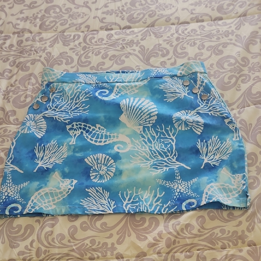 ONQUE CASUAL skort Nautical Theme Size PXL Blue White Stretchy